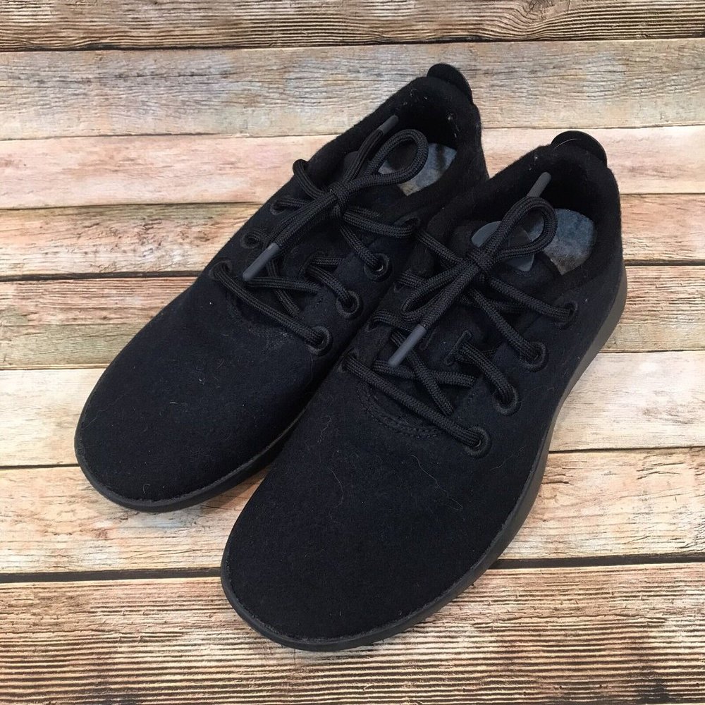 Allbirds Mens Size 9 Wool Runner Mizzles Natural Black Sneakers With Black Sole